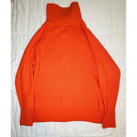 AERIE CozyUp Waffle Quarter Zip Collared Red Orange Sweater XS NWT DEFECT - Picture 4 of 10